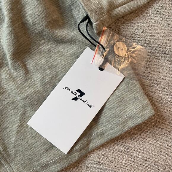 7 FOR ALL MANKIND Puff‎ Sleeve Button Up Cardigan Sweater Small Taupe Cream NWT - Picture 2 of 6